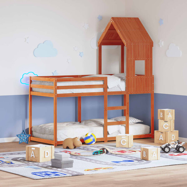 Kinderbedhuisje 60X99X139,5 Cm Massief Grenenhout 60 x 99 x 139.5 cm Wasbruin