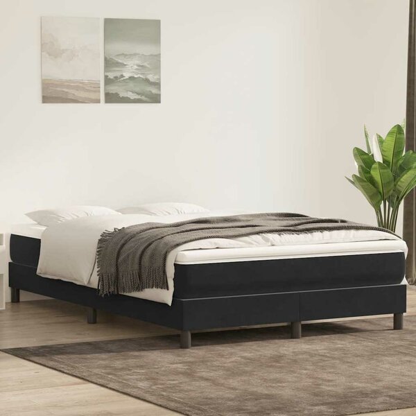 Bed Boxspring Zonder Matras Fluweel Zwart 160 x 220 cm 25 cm