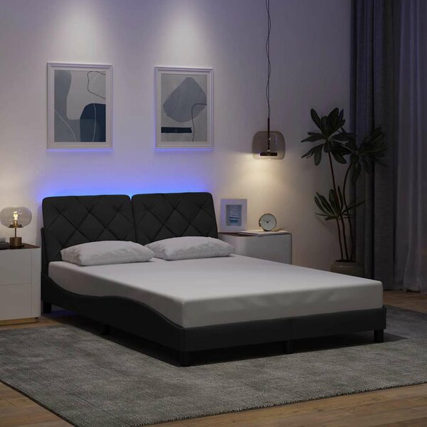 Bedframe met LED zonder matras 120x200 cm stof donkergrijs