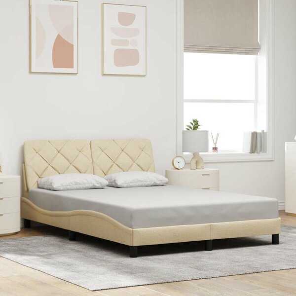 Bedframe Zonder Matras Stof Kleurig 120 x 200 cm Cr&egrave;me