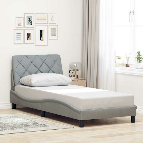 Bedframe Zonder Matras Stof 90 x 200 cm Lichtgrijs