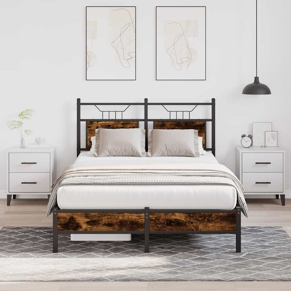 Bedframe Zonder Matras Hout Kleurig 120 x 190 cm Gerookt eiken