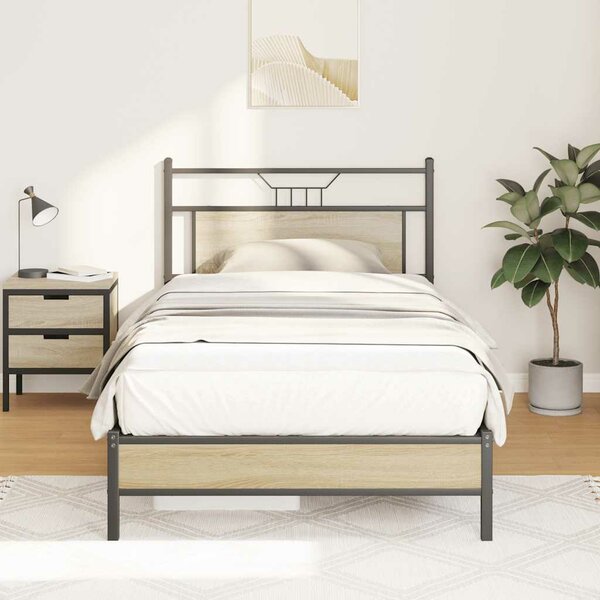 Bedframe Zonder Matras 107X203Cm Spaanplaat Kleurig 107 x 203 cm Sonoma eiken