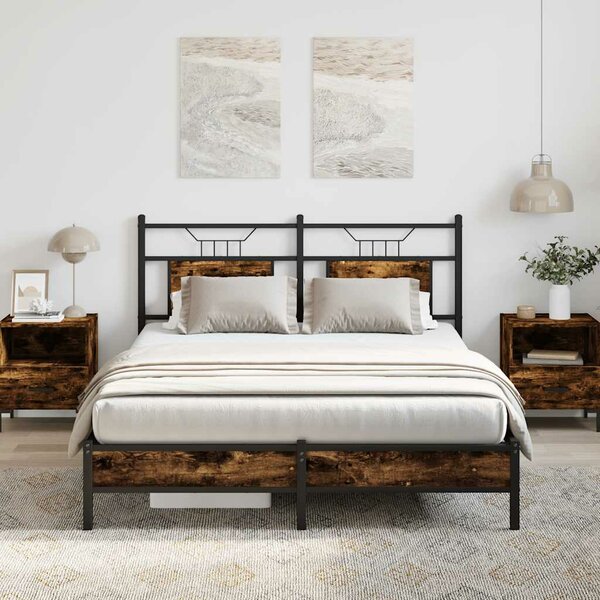 Bedframe Zonder Matras Hout Kleurig 140 x 190 cm Gerookt eiken