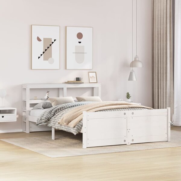 Bedframe Met Hoofdeinde Zonder Matras 160X200 Cm Wit Oud Hout