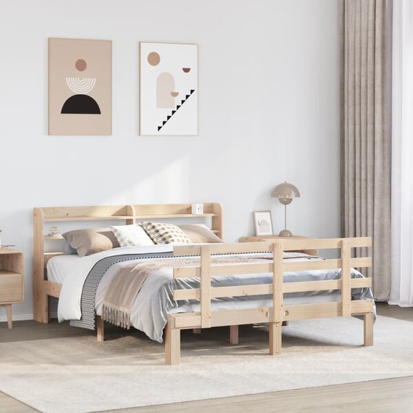 Bedframe Met Hoofdbord Massief Grenenhout 140 x 190 cm Bruin