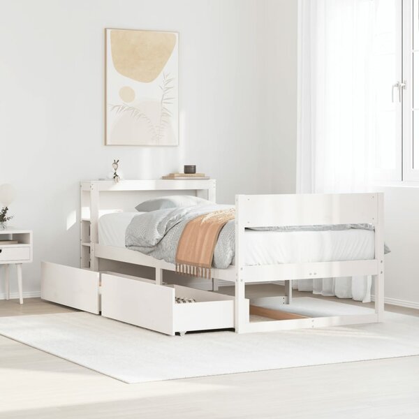Bedframe Zonder Matras Massief Grenenhout 140X200 Cm 100 x 200 cm Wit