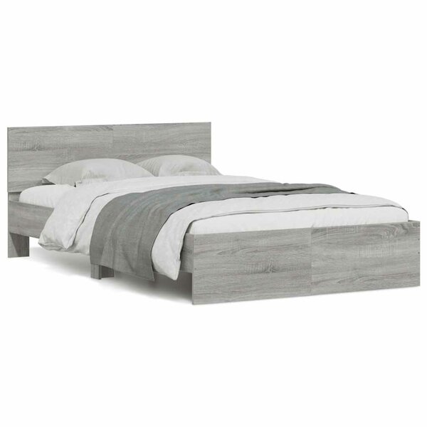 Bedframe Met Hoofdeinde En Led Eiken 120 x 190 cm Grijs sonoma