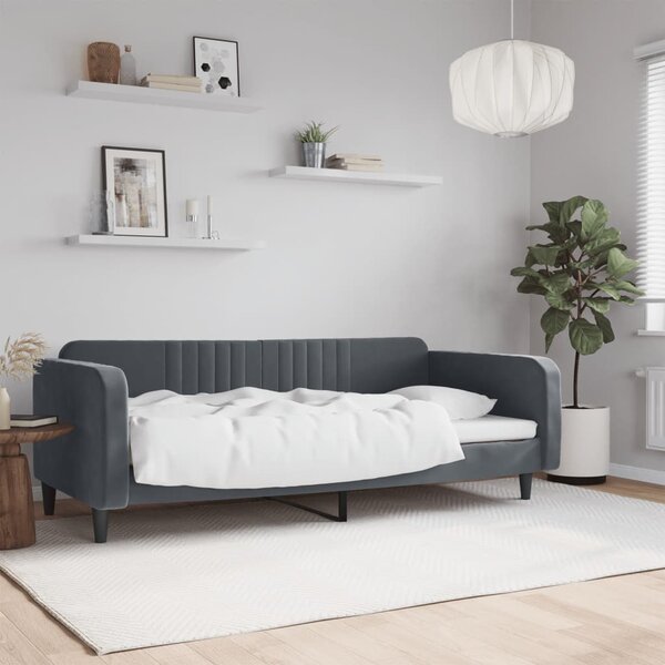 Slaapbank Fluweel 90 x 190 cm Donkergrijs