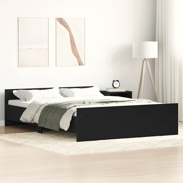 Bedframe Zonder Matras Bewerkt Hout Kleur Zwart Eiken 140 x 190 cm