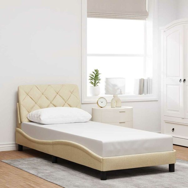 Bedframe Zonder Matras Stof Kleurig 90 x 190 cm Cr&egrave;me