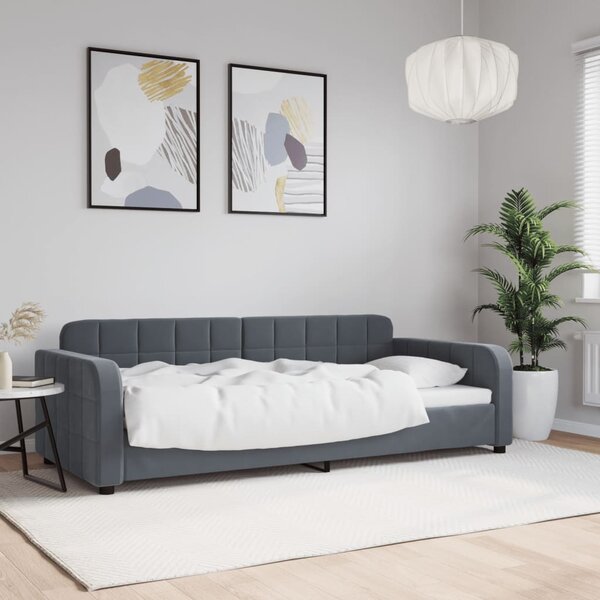 Slaapbank Fluweel 90 x 190 cm Donkergrijs