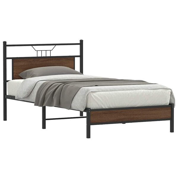 Bedframe Zonder Matras Spaanplaat Ig 107 x 203 cm bruin eikenkleur