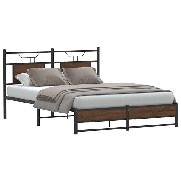 Bedframe Zonder Matras Bewerkt Hout 137 x 190 cm bruin eikenkleur