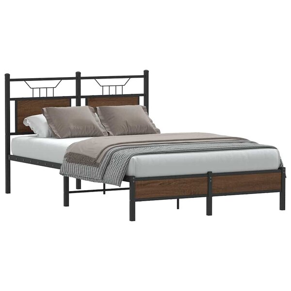 Bedframe Zonder Matras Bewerkt Hout 120 x 200 cm bruin eikenkleur