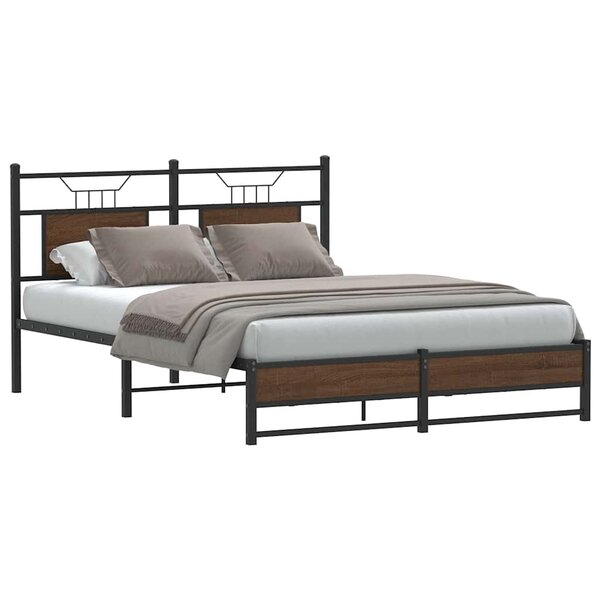 Bedframe Zonder Matras Bewerkt Hout 140 x 200 cm bruin eikenkleur