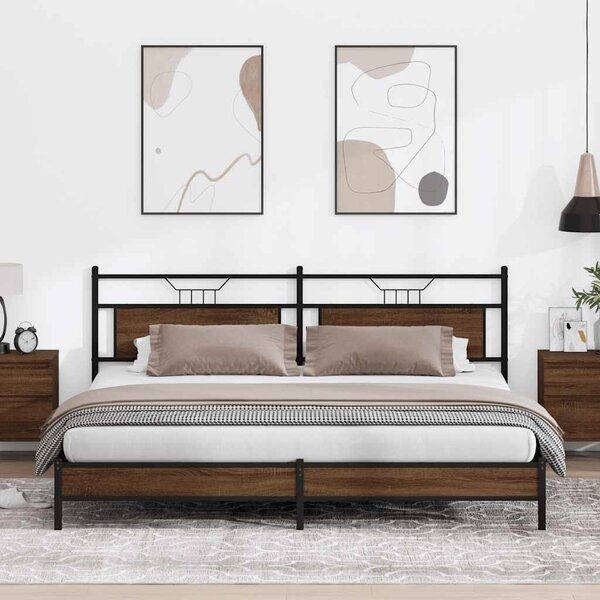 Bedframe Zonder Matras Metaal Ig 200 x 200 cm bruin eikenkleur