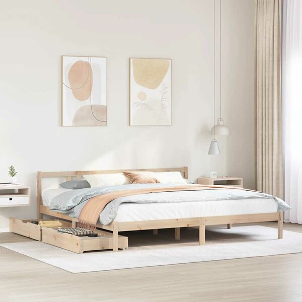 Bedframe Zonder Matras Massief Grenenhout 200 x 200 cm Naturel