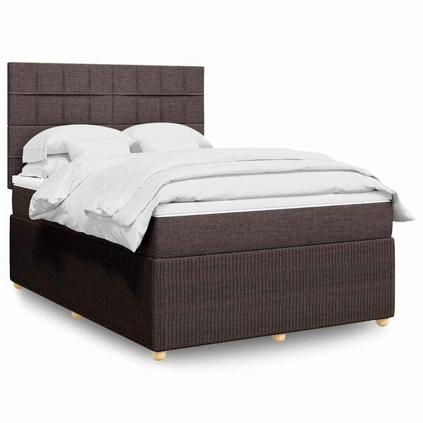 Boxspring met matras stof donkerbruin 160x200 cm