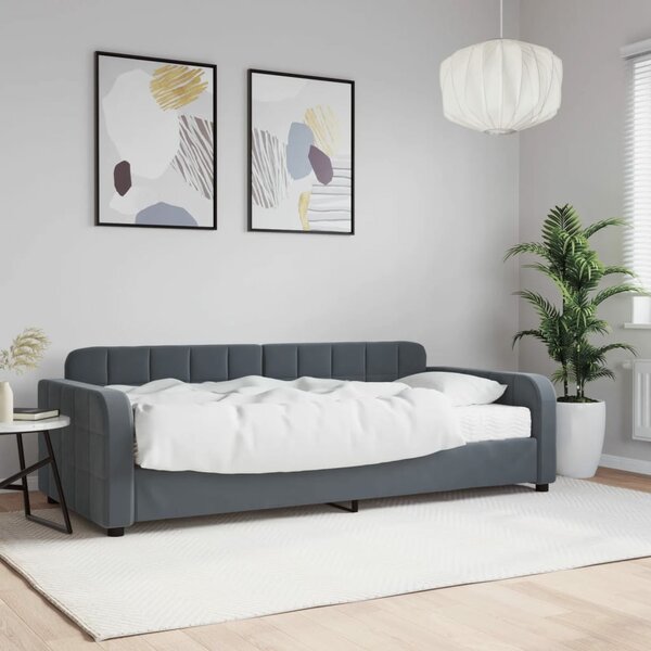 Slaapbank Fluweel Donkergrijs 90 x 190 cm met matras