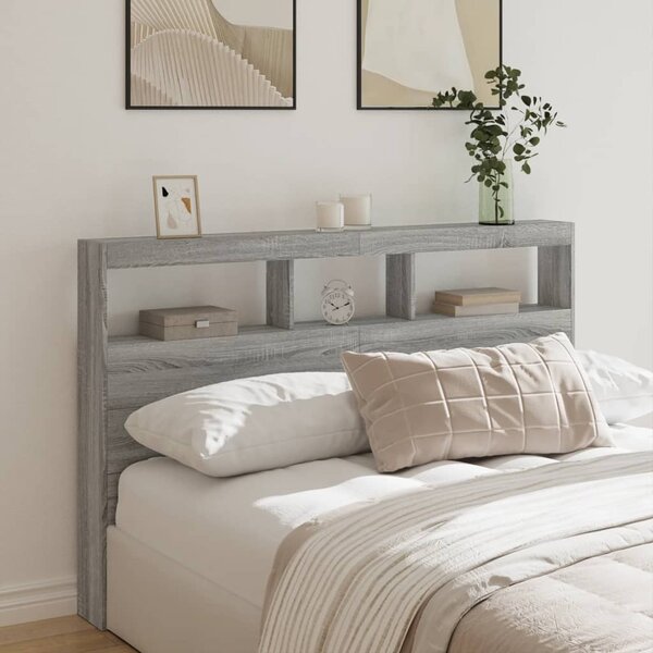 Hoofdbordkast Met Led-Verlichting 160 x 17 x 102 cm Grijs sonoma