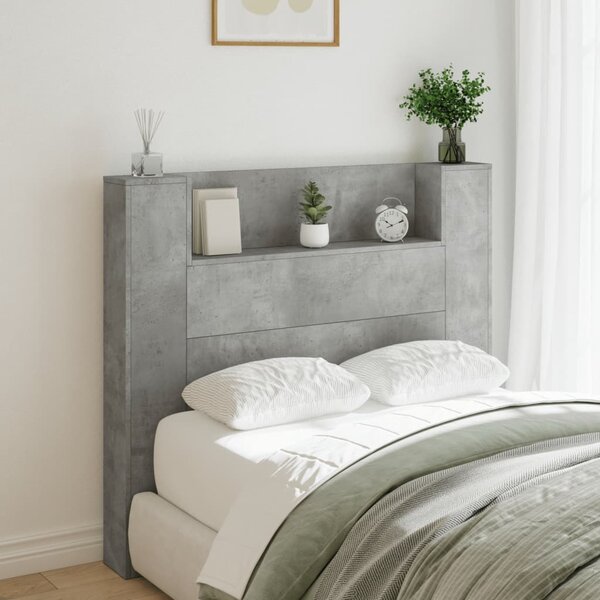 Hoofdbordkast Met Led-Verlichting 120X16,5X103,5 Cm 120 x 16.5 x 103.5 cm Betongrijs