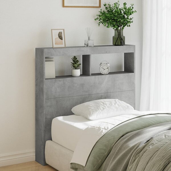Hoofdbordkast Met Led-Verlichting 100 x 17 x 102 cm Betongrijs