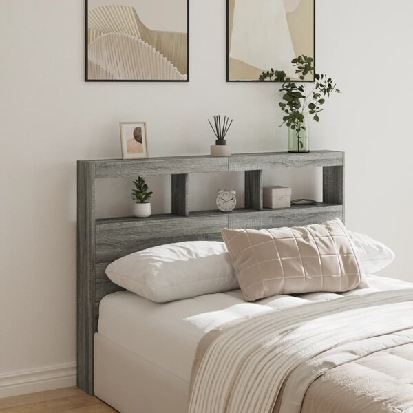 Hoofdbordkast Met Led-Verlichting 140 x 17 x 102 cm Grijs sonoma