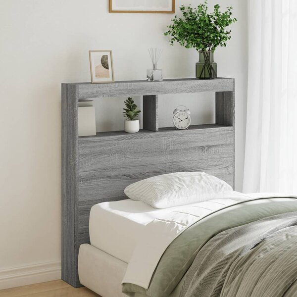 Hoofdbordkast Met Led-Verlichting 100 x 17 x 102 cm Grijs sonoma