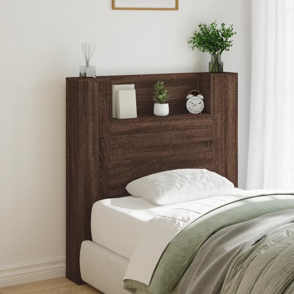 Hoofdbordkast Met Led-Verlichting 100X16,5X103,5 Cm Bruin Eiken 100 x 16.5 x 103.5 cm bruin eikenkleur