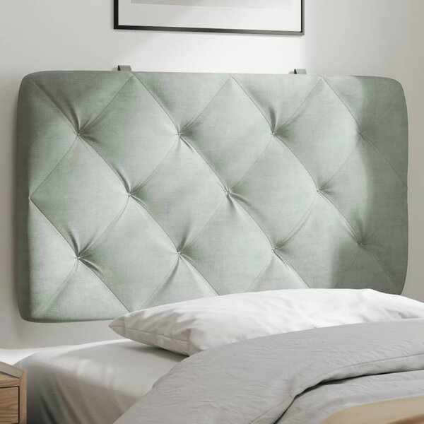 Hoofdbordkussen Velvet 90 cm Lichtgrijs