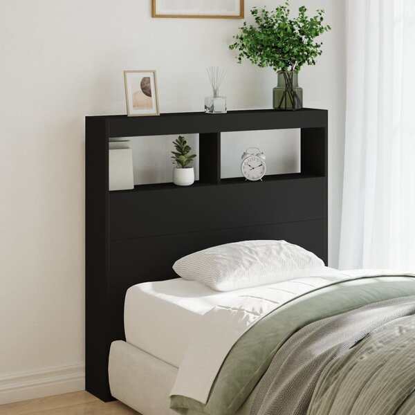 Hoofdbordkast Met Led-Verlichting 100 x 17 x 102 cm Zwart