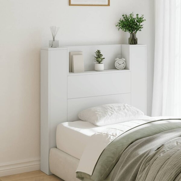 Hoofdbordkast Met Led-Verlichting 100X16,5X103,5 Cm 100 x 16.5 x 103.5 cm Wit