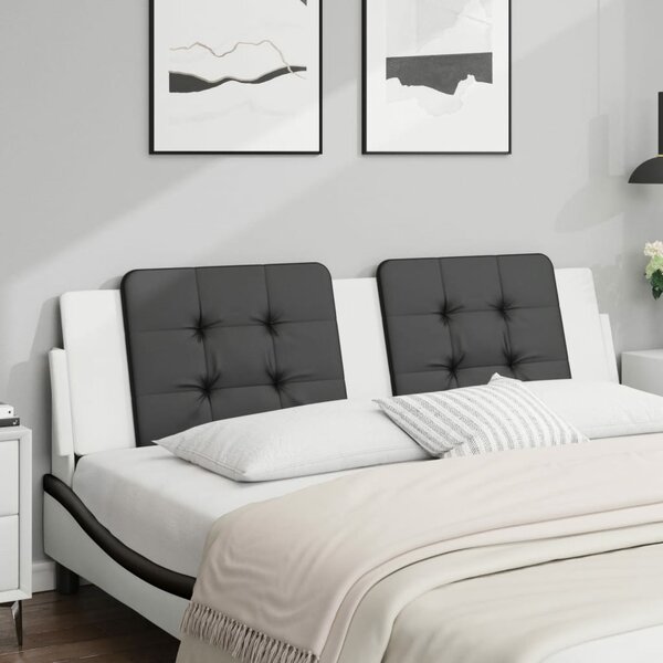 Hoofdbordkussen Kunstleer 180 cm Zwart en wit