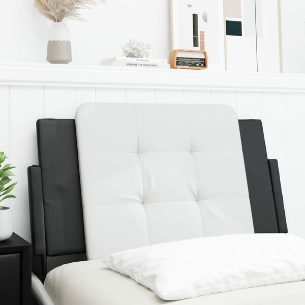 Hoofdbordkussen Kunstleer 90 cm Wit en zwart