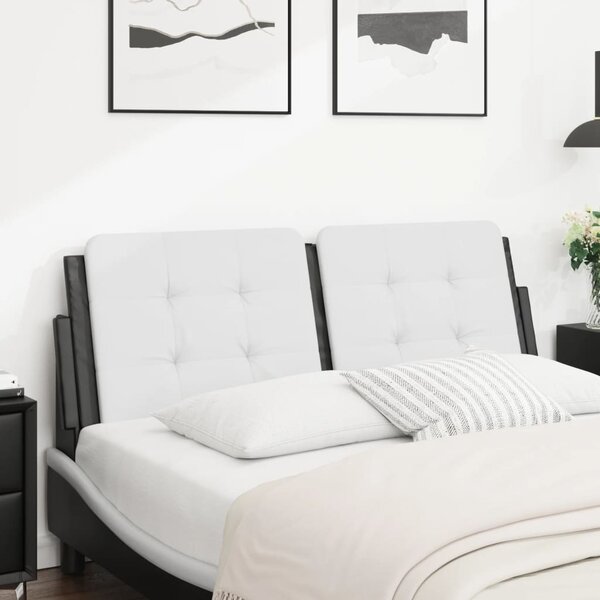 Hoofdbordkussen Kunstleer 120 cm Wit en zwart