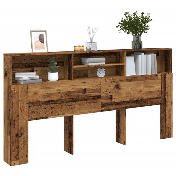 Hoofdbordkast 200X19X103,5 Cm Bewerkt Hout Kleurig 200 x 19 x 103.5 cm Oud hout