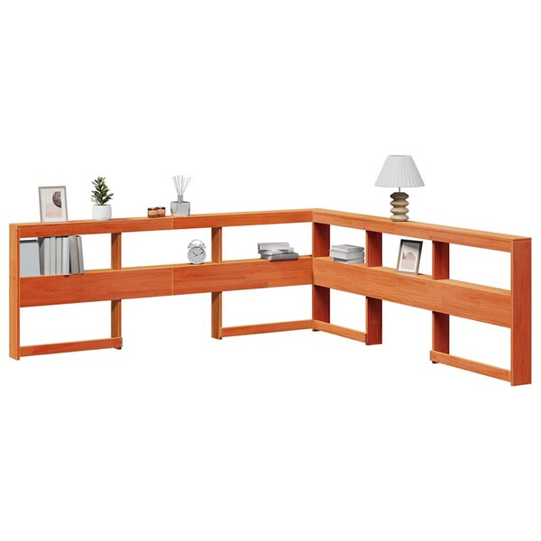 Boekenkast Hoofdeinde L-Vormig 180 Cm Grenenhout 198.5 x 218.5 x 80 cm Wasbruin