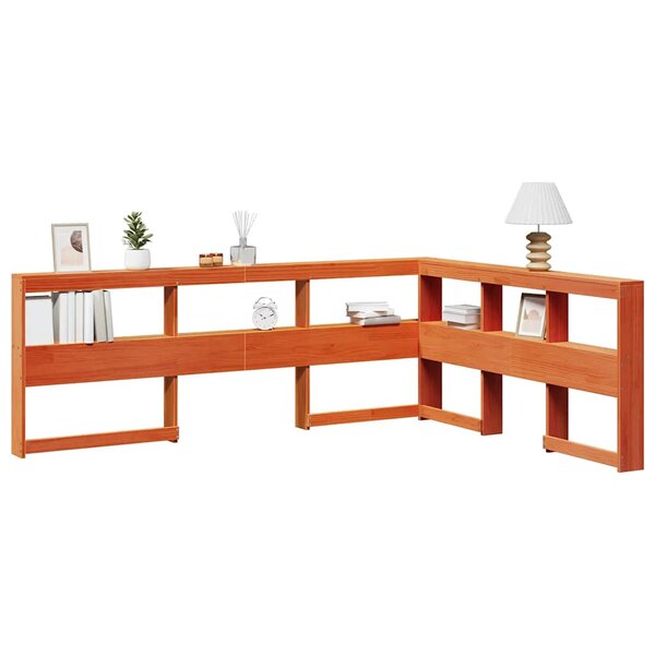 Boekenkast Hoofdeinde L-Vormig 135 Cm Grenenhout 153.5 x 208.5 x 80 cm Wasbruin