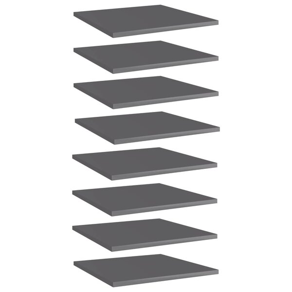 Wandschappen 8 st 40x40x1,5 cm bewerkt hout hoogglans grijs