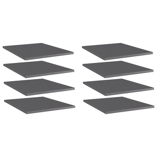 Wandschappen 8 st 40x50x1,5 cm bewerkt hout hoogglans grijs