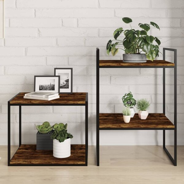 Wandschappen 4 st 40x40x1,5 cm bewerkt hout gerookt eikenkleur