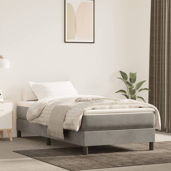 Pocketveringmatras 120X190X20 Cm Fluweel Lichtgrijs 120 x 190 cm