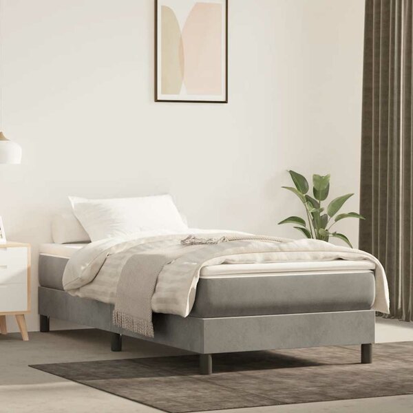 Pocketveringmatras 90X210X20 Cm Fluweel Lichtgrijs 90 x 210 cm