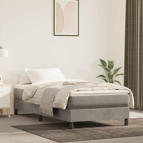 Pocketveringmatras 100X210X20 Cm Fluweel Lichtgrijs 100 x 210 cm