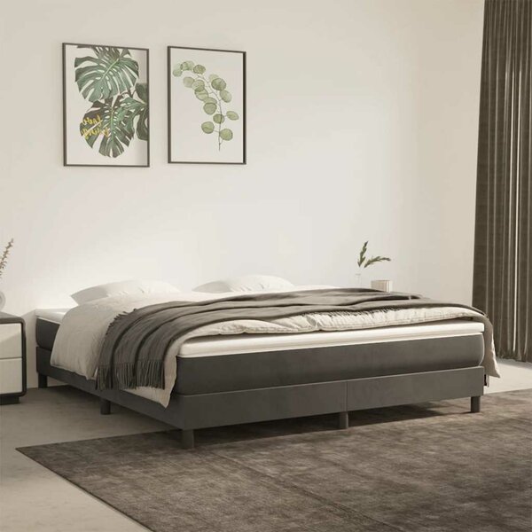 Pocketveringmatras 160X210X20 Cm Fluweel Donkergrijs 160 x 210 cm