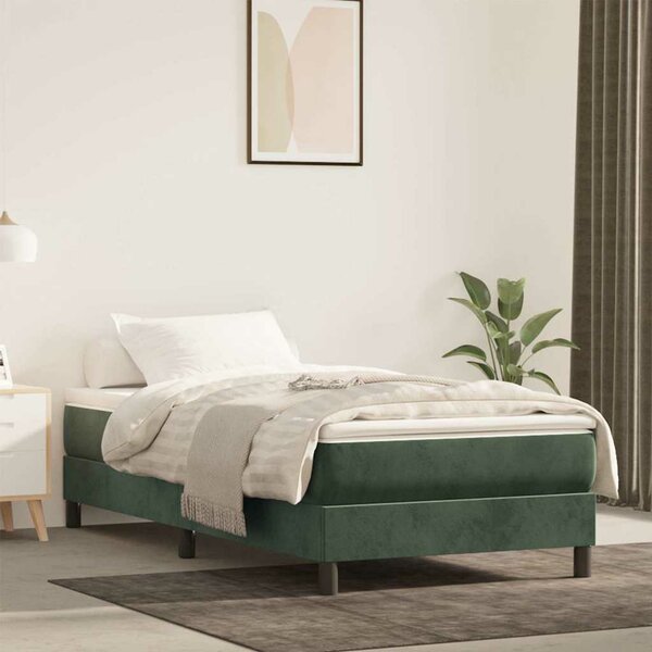 Pocketveringmatras 90X220X20 Cm Fluweel Donkergroen 90 x 220 cm