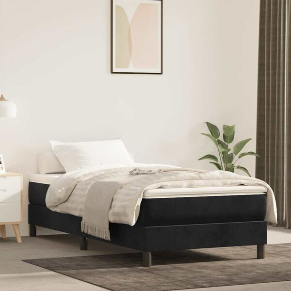 Pocketveringmatras 90X220X20 Cm Fluweel Zwart 90 x 220 cm