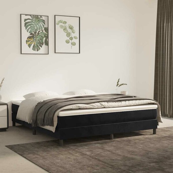 Pocketveringmatras 160X210X20 Cm Fluweel Zwart 160 x 210 cm