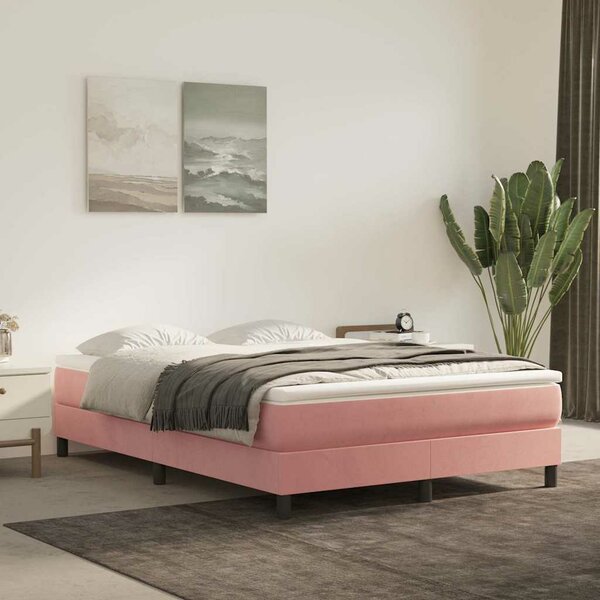 Pocketveringmatras 140X220X20 Cm Fluweel Roze 140 x 220 cm